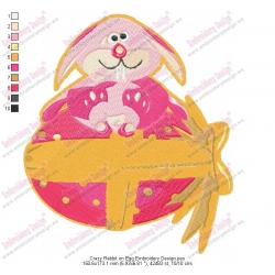 Crazy Rabbit on Egg Embroidery Design